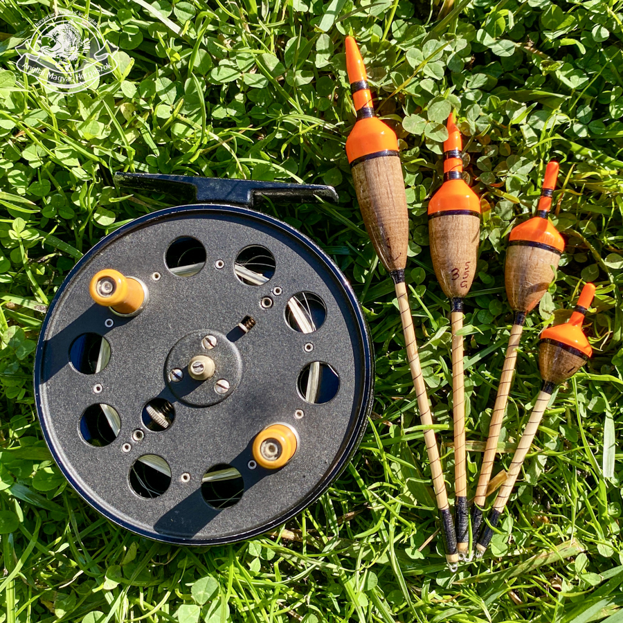 WR Speedia centrepin orsó és Ian Lewis által napjainkban készített horgászúszók