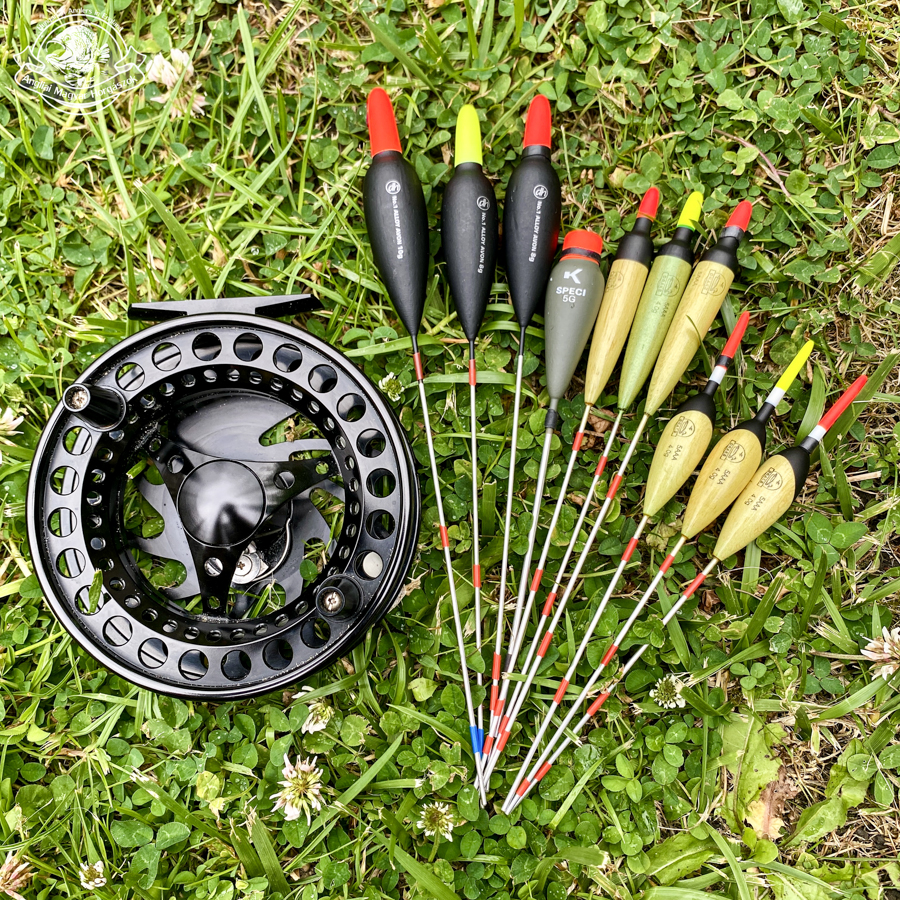 Raven T-4 centrepin orsó, és Dave Harrell, Korum Glide Speci, Drake Alloy és Green Avon horgászúszók